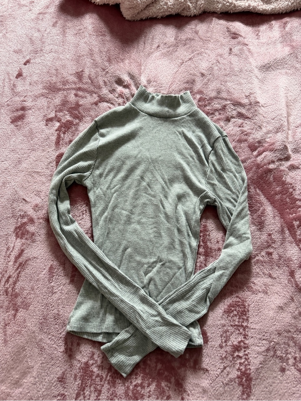 Windsor Light Sage Ribbed Mock Neck Long Sleeve Top